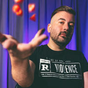 Selfie with a purple background